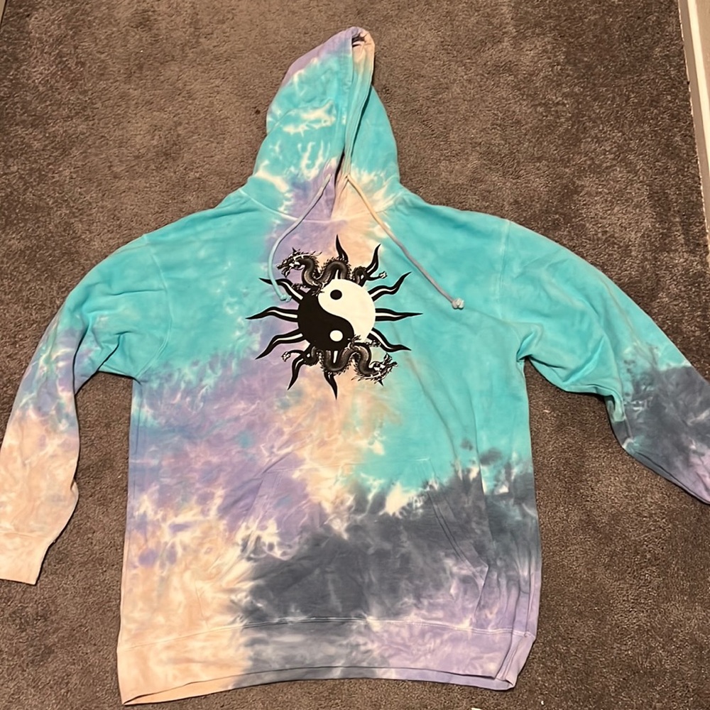 tie-dye dragon/sun yin yang hoodie